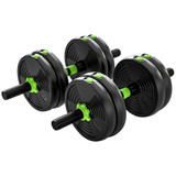 Set podesivih bučica 3 u 1, 15 kg, s ravnom i EZ šipkom, zelena