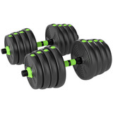 Set bučica i šipki s podesivom težinom 30 kg, zelena