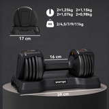 Podesiva bučica 2–11 kg s postoljem, crna