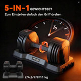 Podesiva bučica 2–11 kg s postoljem, crna
