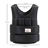 Prsluk s utezima 10 kg, podesiv, s izvadivim utezima, crni