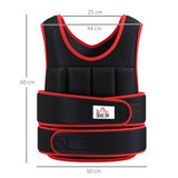 Prsluk s tegovima 20 kg, podesiv, crno-crveni