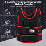 Prsluk s tegovima 20 kg, podesiv, crno-crveni