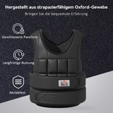 Prsluk s utezima 20 kg, podesiv, s izvadivim utezima, crni