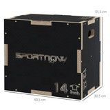 Kutija za skokove (plyo box) s tri visine, crna, nosivost 120 kg