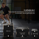 Kutija za skokove (plyo box) s tri visine, crna, nosivost 120 kg