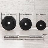 Set bučica 40 kg, 2 šipke i 12 tegova, crni