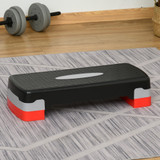 Aerobik stepper s podesivom visinom 10 i 15 cm, crni, sivi i crveni