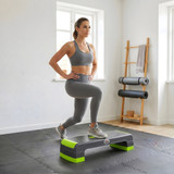 Stepper za aerobik podesive visine 10, 15 i 20 cm, siva i zelena