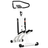 Stepper s 12 nivoa otpora, LCD prikazom i točkićima, sklopivi, bijelo-crni