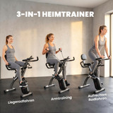 Sobni bicikl 4 u 1, sklopivi, s LCD ekranom i trakama za otpor, crni