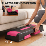 Step daska za aerobik podesive visine, 3 nivoa, crno-roza