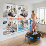 Fitness trambulina sklopiva s podesivim rukohvatom, crno-plava