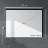 Platno za projektor motorizovano 100" 4:3, 203 × 152 cm, bijelo