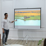 Platno za projektor 4:3, 171 × 131 cm, s metalnom konstrukcijom, bijelo
