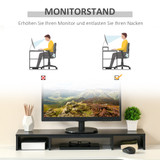 Postolje za monitor s 3 police, podesive dužine 80–117 × 23,5 × 10 cm, crno