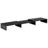 Postolje za monitor s 3 police, podesive dužine 80–117 × 23,5 × 10 cm, crno