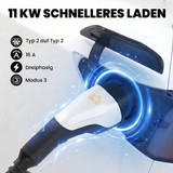 Kabel za punjenje električnih auta Tip 2, 11 kW, 5 m, crno-bijeli