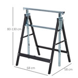 Set 2 sklopiva kozla podesive visine 68 × 58 × 80–130 cm, crni