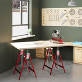 Set od 2 sklopiva čelična kozlića 68 × 58 × 80–130 cm, crveni