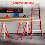 Set od 2 sklopiva čelična kozlića 68 × 58 × 80–130 cm, crveni
