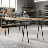 Set od 2 sklopiva metalna kozlića 99,5 × 36,5 × 78,5 cm, plava i crna