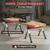 Set od 2 sklopiva radna kozlića 116 × 64 × 81 cm, crveni