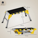Sklopiva aluminijska radna platforma do 150 kg 110 × 32 × 50 cm, crna