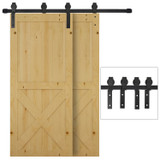 Set okova za klizna vrata 200 cm za 2 drvena krila, crni