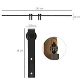 Set okova za klizna vrata 183 cm, za dvokrilna vrata, crni