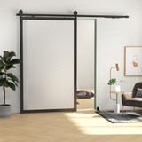 Set okova za klizna vrata 244 cm, crni čelik