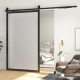 Set okova za klizna vrata 244 cm, crni čelik