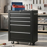Kolica za alat s 5 ladica 61,5 × 33 × 82,5 cm, crna