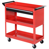 Kolica za alat s 3 police i ladicom 82 × 35 × 76 cm, crveno-crna