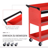 Kolica za alat s 3 police i ladicom 82 × 35 × 76 cm, crveno-crna