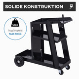 Kolica za varenje s 3 police i sigurnosnim lancima 71 × 39 × 70 cm, crna