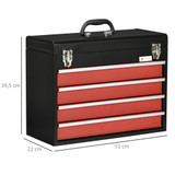 Kofer za alat s 4 ladice 51 × 22 × 39,5 cm, crno-crveni