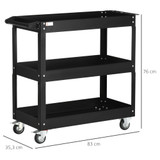 Kolica za alat s 3 police 83 × 35,3 × 76 cm, crna