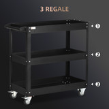 Kolica za alat s 3 police 83 × 35,3 × 76 cm, crna