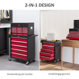 Kolica za alat s 14 ladica 76 × 33 × 75 cm, crvena