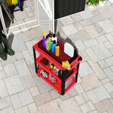 Kolica za alat s 3 police 70,5 × 35 × 82,5 cm, crvena