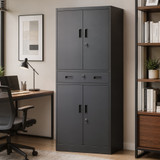 Metalni ormar za alat s ladicom i bravama 75 × 40 × 180 cm, crni