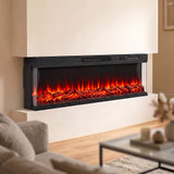 Električni kamin s grijanjem, 12 boja plamena i daljinskim upravljačem, crni