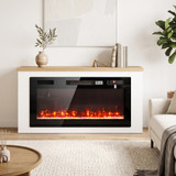 TV komoda s električnim kaminom i grijanjem 114 × 30 × 60 cm, bijela
