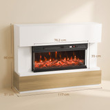 Električni kamin s grijanjem 900/1800 W, postolje za TV do 55 inča, bijeli