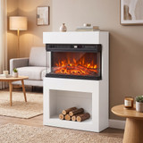Električni kamin s 3D plamenom, grijanje 900 / 1800 W, bijeli