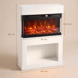 Električni kamin s 3D plamenom, grijanje 900 / 1800 W, bijeli