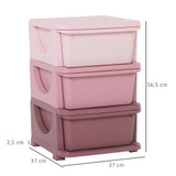 Dječiji organizator za igračke s 3 ladice 37 × 37 × 56,5 cm, roze