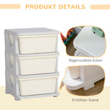 Dječiji organizator s 3 velike ladice 37 × 37 × 56,5 cm, krem bijeli