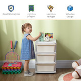 Dječiji organizator s 3 velike ladice 37 × 37 × 56,5 cm, krem bijeli